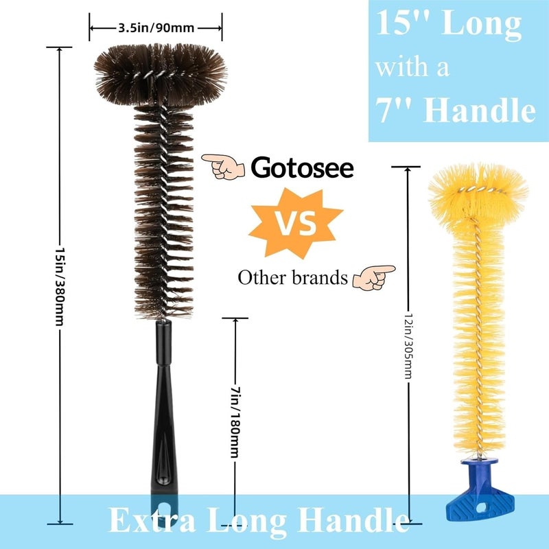gotosee 2 Pack Garbage Disposal Cleaner Brush 15" Extra Long Handle for Deep Cleaning Sink Drain Cleaning Brush, 15 Inch Long Handle, Garbage Disposal Cleaner - Image 2