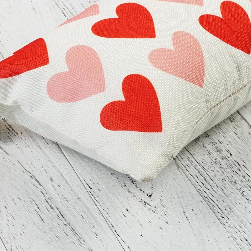 ONWAY Valentine's Day Pillow Cover 12x20 Red Pink Brown Heart Watercolor Decoration Plaid Stripes Polka Dot Valentine Lumbar Throw Cushion Case for Bedroom Sofa Couch Home Decor - Image 5