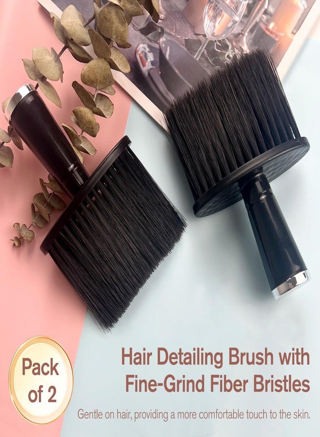 Jaasuee 2 Pcs Barber Brush Neck Duster Hair Cutting Brush Set - Black Soft Cleaning Face Brush, Dusting Brush for Hair Styling, Ideal for Barbers and Home Use - Image 2