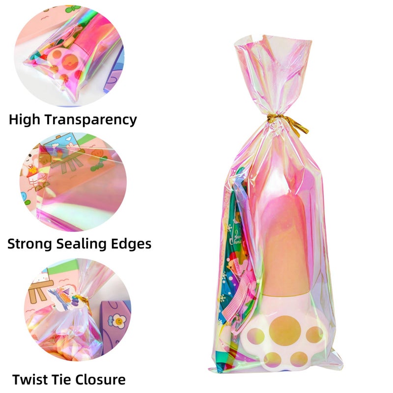 MITOB Cellophane Treat Bags with Twist Ties 50 Pack Plastic Pet Birthday Party Favor Supplies for Dog Cat Treats Candy Small Gifts DIY Craft Food Storage Packaging (3.9x10 inch) - Image 2