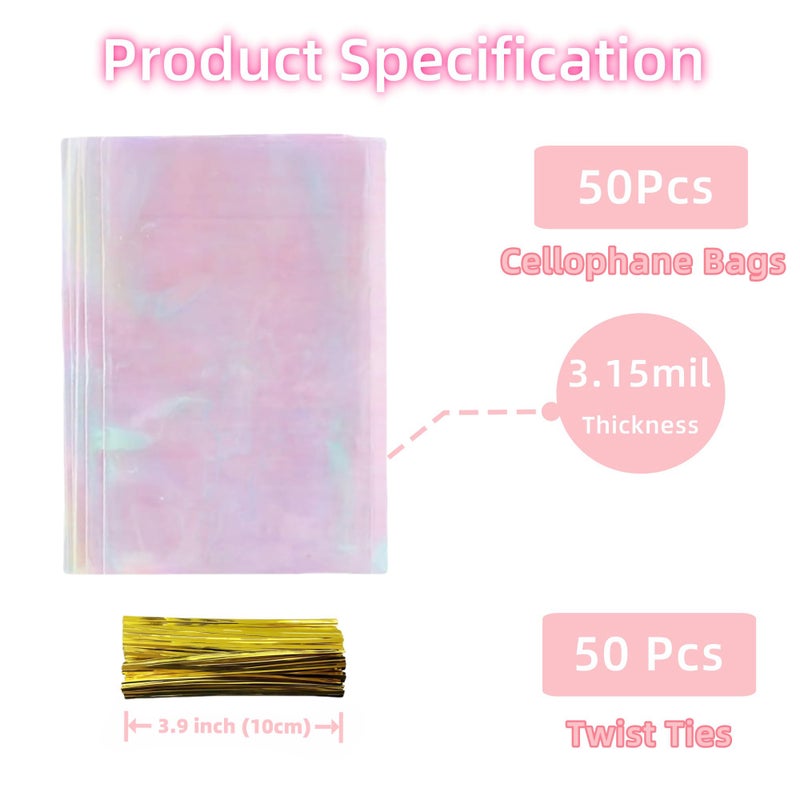 MITOB Cellophane Treat Bags with Twist Ties 50 Pack Plastic Pet Birthday Party Favor Supplies for Dog Cat Treats Candy Small Gifts DIY Craft Food Storage Packaging (3.9x10 inch) - Image 3