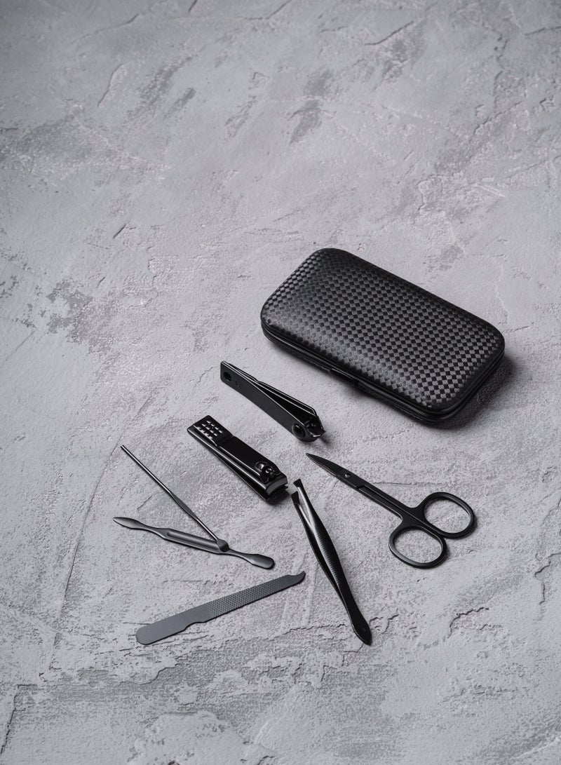 GREEN LION Manicure Travel Cutter 18 in 1 / Beauty Care Tools / Hand Core / Facial Core / Foot Core / Non-Slip Texture / Flexible / Easy to Store and Carry / Stainless Steel & PU Leather Material - Black - Image 4