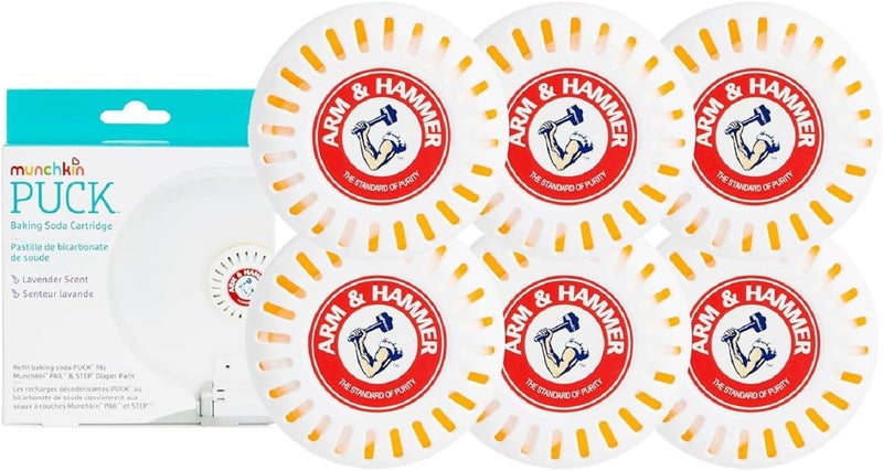 Munchkin Odor Eliminator Cartridges 6 Pack Lavender Scent Baking Soda Puck Diaper Pail Deodorizer - Image 1