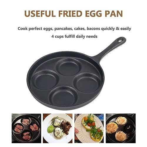 waykea 4-Cup Cast Iron Fried Egg Pan 9.5” Pancake Pan Burger Omelet Cooker Griddle Egg Skillet for Breakfast, Kitchen Cookware for Gas Stove & Induction Cooker - Image 3