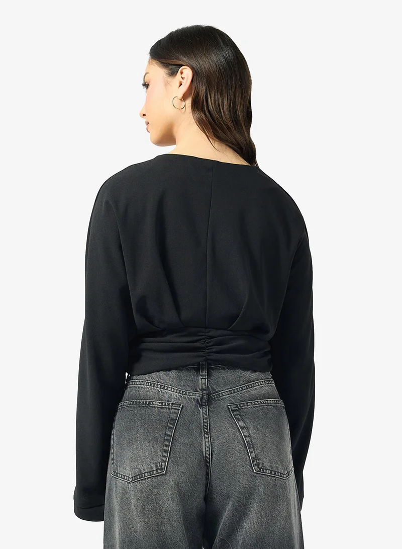 جينجر بلوزة بخصر بأزرار وكسرات