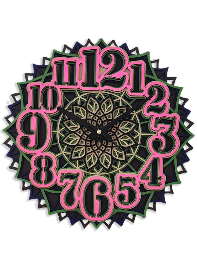 POSHIO® Mandala Art Wall Clock – Big Size (18 x 18 inches) , Multilayered wooden structure - Image 1