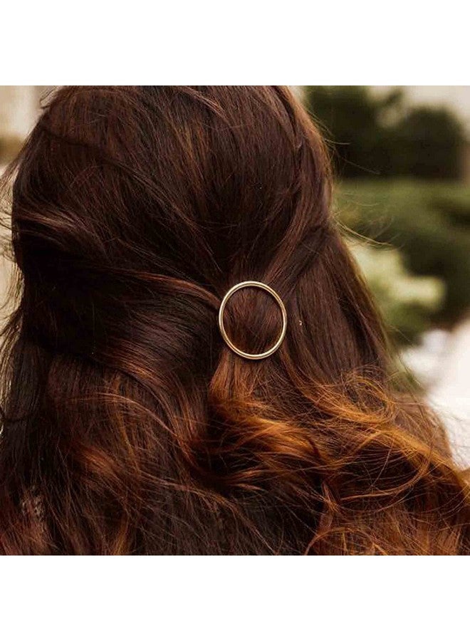 Yheakne Circle Hair Clip Barrette Hollow Round Gold Hairpin Minimalist Bobby Pin Geometry Metal Hair Accessories For Women And Gilrs (Gold Circle) - Image 1