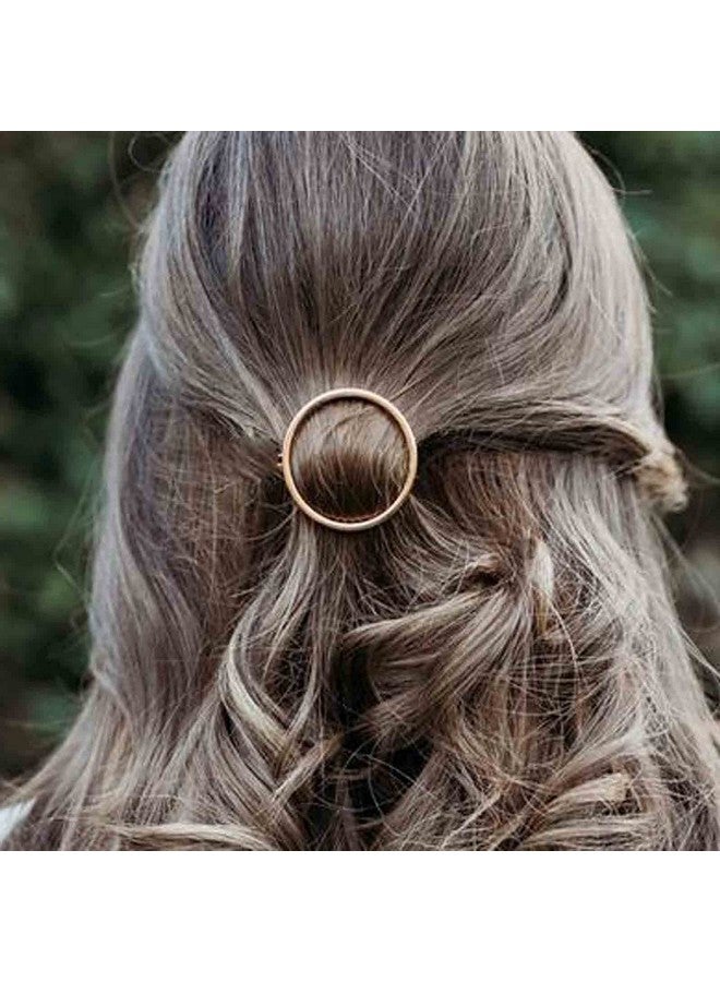Yheakne Circle Hair Clip Barrette Hollow Round Gold Hairpin Minimalist Bobby Pin Geometry Metal Hair Accessories For Women And Gilrs (Gold Circle) - Image 2