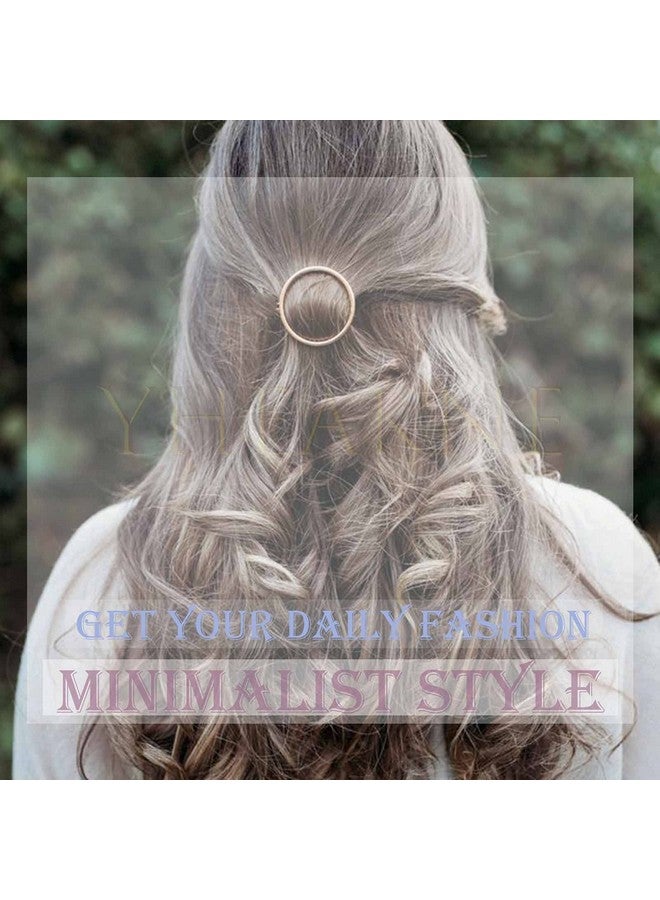 Yheakne Circle Hair Clip Barrette Hollow Round Gold Hairpin Minimalist Bobby Pin Geometry Metal Hair Accessories For Women And Gilrs (Gold Circle) - Image 5