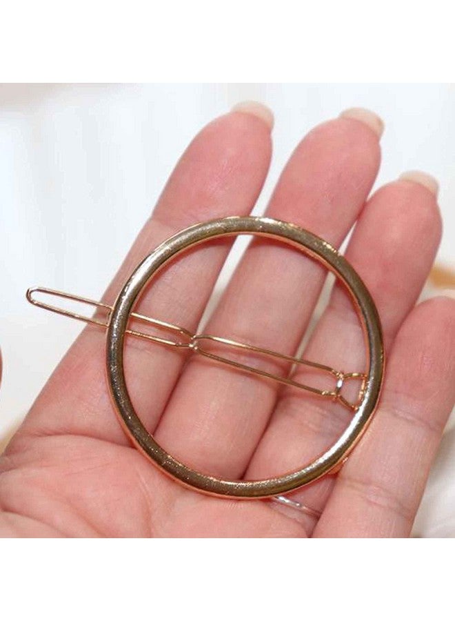 Yheakne Circle Hair Clip Barrette Hollow Round Gold Hairpin Minimalist Bobby Pin Geometry Metal Hair Accessories For Women And Gilrs (Gold Circle) - Image 3