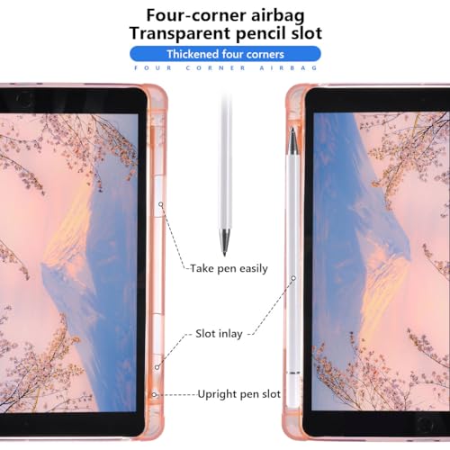 JOYLAND Cute Cherry Printed Case for iPad 10th Generation 2022 10.9"/iPad (A16) 11th Generation 2025 11" with Pencil Holder Foldable Auto Wake/Sleep Soft TPU Back Kawaii Fruit Pink Girly Leather Cover - Image 2