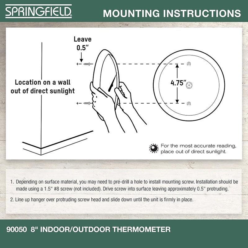 Springfield Indoor Outdoor Big Bold Thermometer, 8.5 Inch, White - Image 5