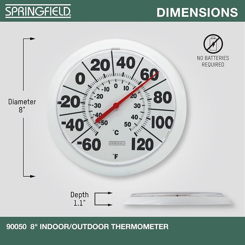 Springfield Indoor Outdoor Big Bold Thermometer, 8.5 Inch, White - Image 3
