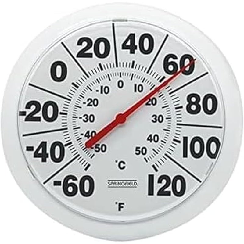 Springfield Indoor Outdoor Big Bold Thermometer, 8.5 Inch, White - Image 1