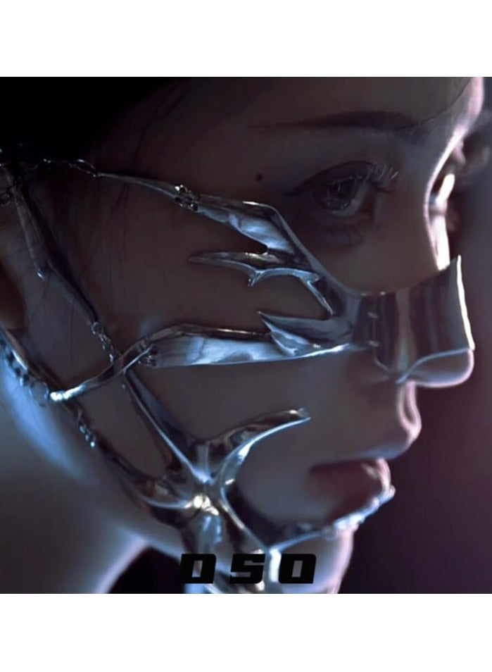 SYOSI قناع تنكر بأسلوب سايبر بانك للرجال والنساء، قناع حفل سايبر بانك مستقبلي ذي طابع خيال علمي قناع تنكر قناع وجه سايبر بانك إكسسوارات وجه سائلة غير منتظمة للرجال والنساء، حفلة بوم - Image 4