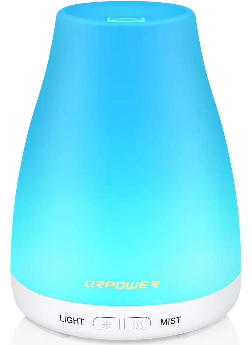 URPOWER URPOWER 2nd Version Essential Oil Diffuser with Adjustable Mist Mode Waterless Auto Shut-Off and 7 Color LED Lights for Home Office, One Size (Pack of 1), White 
