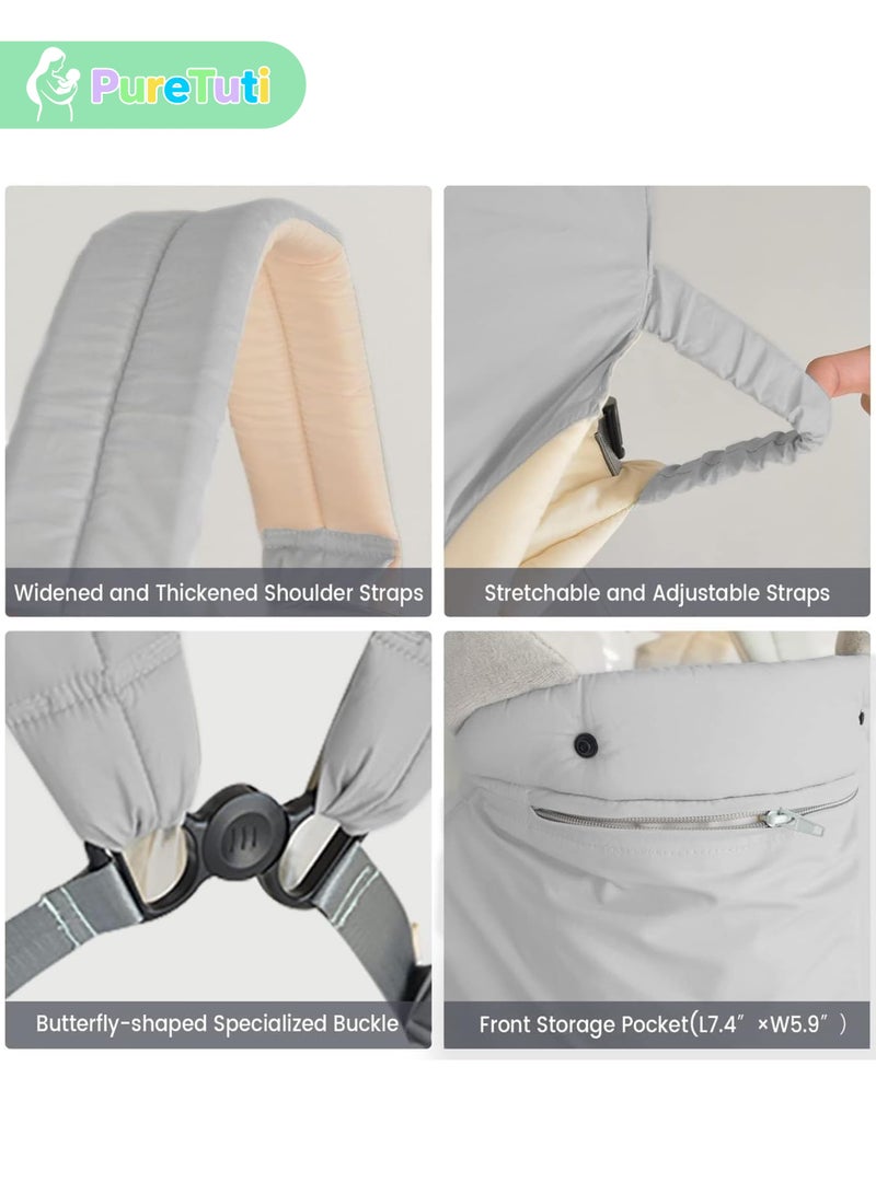 طفل نقي حاملة أطفال مع مقعد للورك، حاملة مريحة من حديثي الولادة إلى الأطفال الصغار، داعمة للرأس وحاملة قابلة للتهوية، حاملة أطفال ثابتة قابلة للتعديل، جهاز حمل متعدد الوظائف، مستلزمات الأطفال حديثي الولادة، غرفة الأطفال (رمادي) - Image 2
