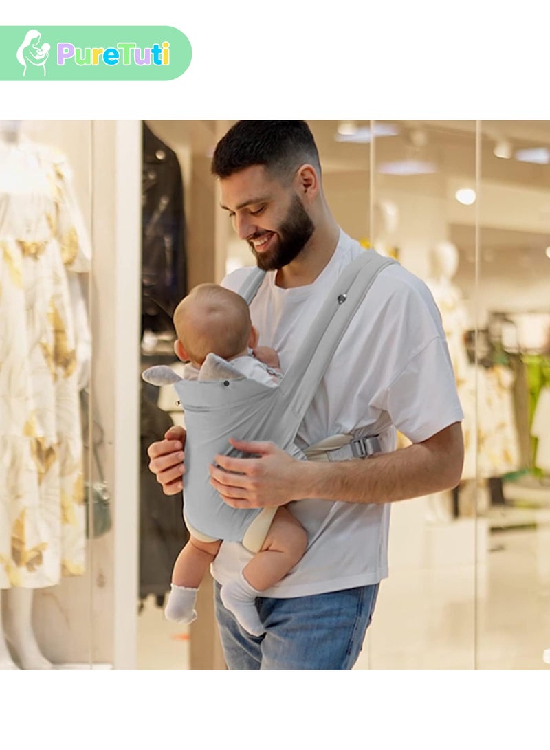 طفل نقي حاملة أطفال مع مقعد للورك، حاملة مريحة من حديثي الولادة إلى الأطفال الصغار، داعمة للرأس وحاملة قابلة للتهوية، حاملة أطفال ثابتة قابلة للتعديل، جهاز حمل متعدد الوظائف، مستلزمات الأطفال حديثي الولادة، غرفة الأطفال (رمادي) - Image 5