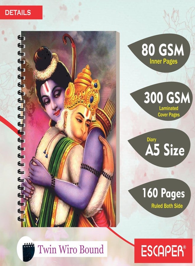 ESCAPER Shree Ram Devotional Notepad, A5 Spiral Notebook, 160 Ruled Pages, Soft Laminated Cover, Twin Wiro Binding, Personal Diary For Smooth Writing, Office, Travel Diary, Gifting - Image 2