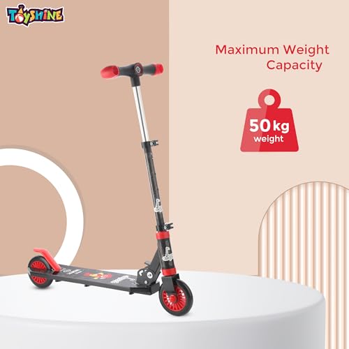 Toyshine Jumbo 2 Wheel Runner Scooter with Anti Slip ABS Base Aluminium Structure Height Adjustable Handlebar Foldable Max Load 50kg for Boys and Girls Ages 4 and Above - Black - Image 5