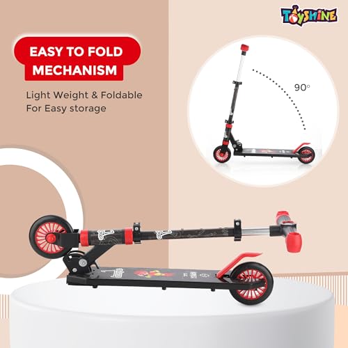 Toyshine Jumbo 2 Wheel Runner Scooter with Anti Slip ABS Base Aluminium Structure Height Adjustable Handlebar Foldable Max Load 50kg for Boys and Girls Ages 4 and Above - Black - Image 4