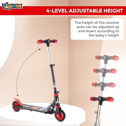 Toyshine Jumbo 2 Wheel Runner Scooter with Anti Slip ABS Base Aluminium Structure Height Adjustable Handlebar Foldable Max Load 50kg for Boys and Girls Ages 4 and Above - Black - Image 3