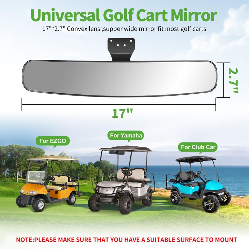 10L0L Universal Adjustable Golf Cart Panoramic Rear View Mirror, Rotatable 270 Rotation 16.5"Wide Angle Full Rearview Golf Cart Mirror for EZ Go, Club Car, Yamaha - Image 4