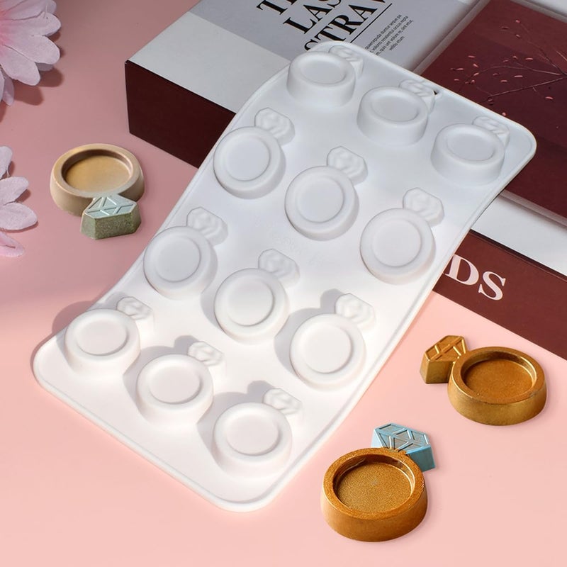 mostsom 3D Ring Shape Silicone Dessert Molds, Cake Molds for Baking, Mini Granola Bar, Chocolate Truffles, Whiskey Ice Cube Tray, Fondant Mould, Candy & Gummy Jelly Mold (C_ Ring) - Image 1
