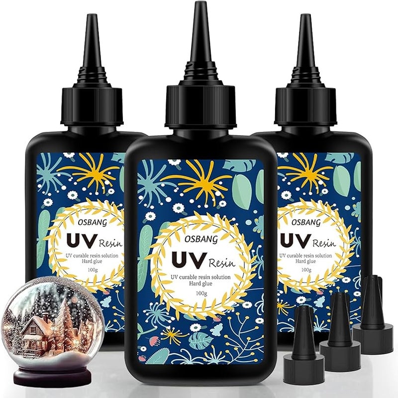 OSBANG Crystal Clear Hard UV Resin Upgraded Formula Ultraviolet Fast Curing for Jewelry Making Craft Decoration, Hard Transparent Glue Solar Cure Sunlight Activated Resin Casting & Coating（300g） - Image 1