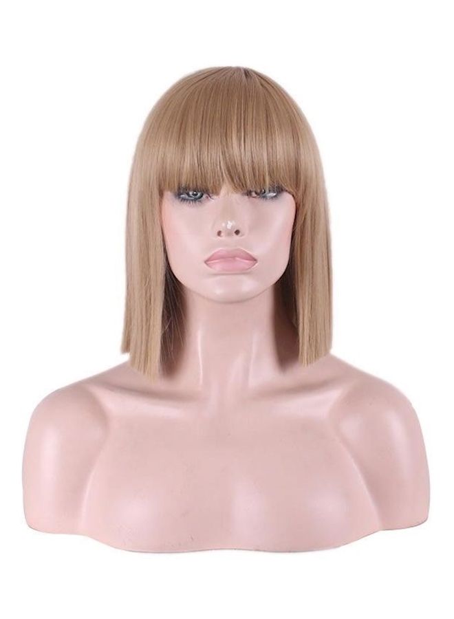 NIBEMINENT Short Hair Slide Bang Wig Gold 