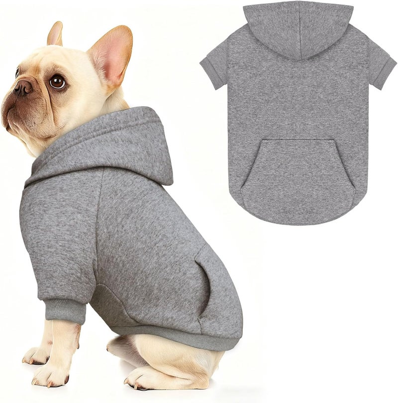 Waoduld Dog Sweaters,Dog Hoodie,Cozy Fleece Interior Sweatshirt with Hood & Pocket,Leash Hole,Pet Clothes Sweater for Small,Medium,and Large Dogs,GreyL - Image 1