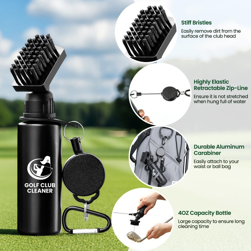 POIKSHARK Golf Club Brush Cleaner with Golf Groove Sharpener Tool, 3 Replacement Brush Heads, 2 Retractable Clipï¼ŒGolf Bag Golf Accessories for Men, Golf Gifts, Golf Ball Cleaner, Golf Cleaning Kit, Golf Stuff - Image 3