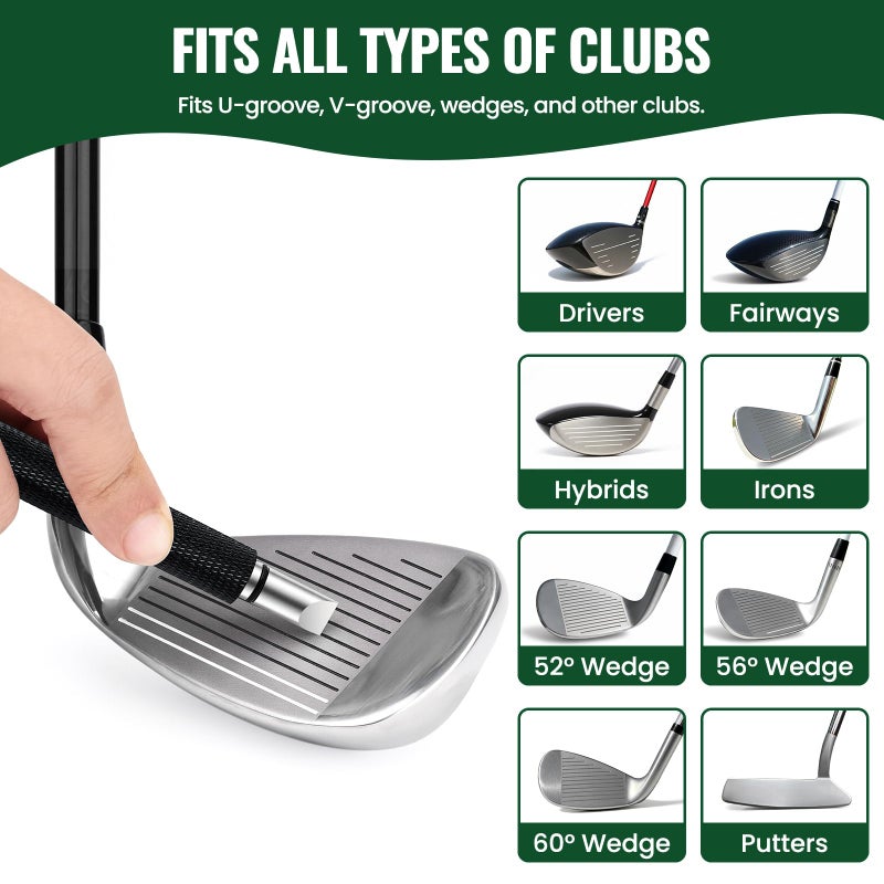 POIKSHARK Golf Club Brush Cleaner with Golf Groove Sharpener Tool, 3 Replacement Brush Heads, 2 Retractable Clipï¼ŒGolf Bag Golf Accessories for Men, Golf Gifts, Golf Ball Cleaner, Golf Cleaning Kit, Golf Stuff - Image 5