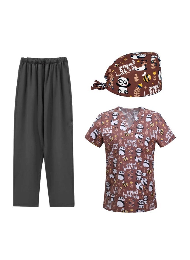 Loquat Womens Medical Scrubs Set Medical Uniform Set Panda - Image 1