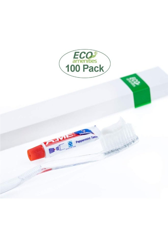 ECO amenities Travel Toothbrush Kit Manual Disposable Toothbrush with Toothpaste in Individually Wrapped Paper Box 100 Sets per Case Travel Set for Hotels and Hospitality - Image 2