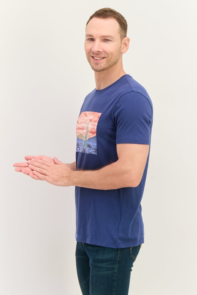 GAP Men Crew Neck Short Sleeve Graphic T Shirt, Teal Combo - Image 2