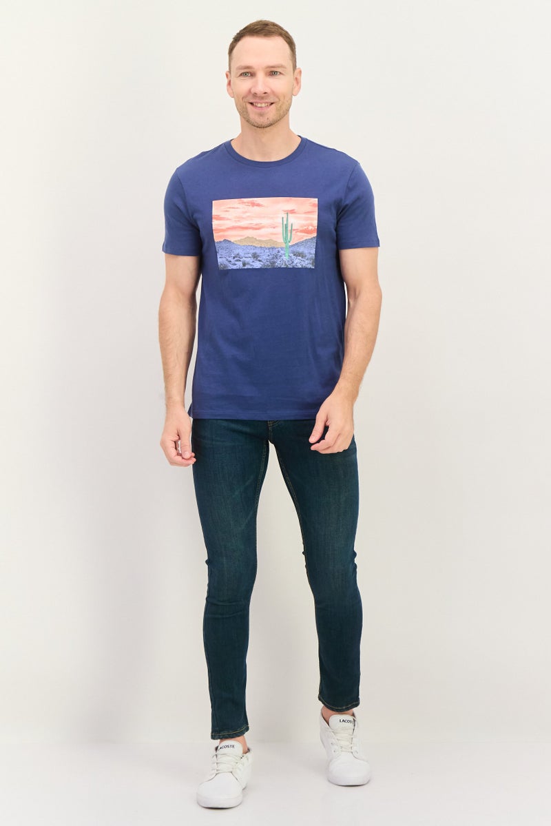 GAP Men Crew Neck Short Sleeve Graphic T Shirt, Teal Combo - Image 4