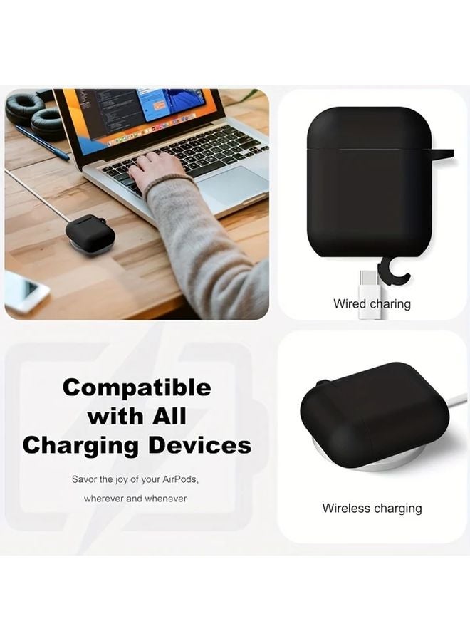 Black Soft Silicone Protective Case with Cleaning Kit for AirPods 1 and 2 - Image 5