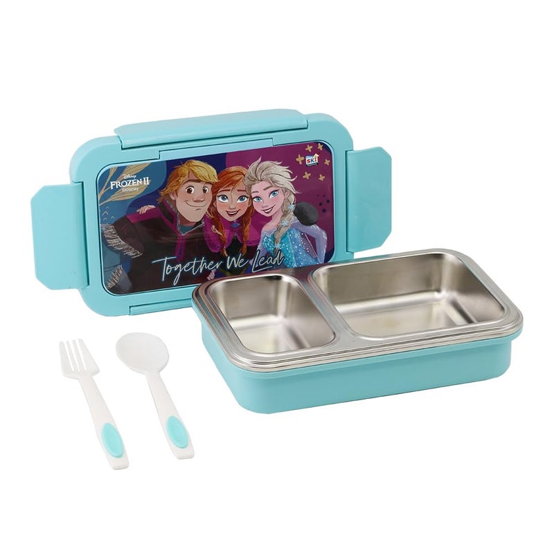 SKi Homeware SKI Steel Happy Meal 2 Compartment Insulated Steel Lunch Box Frozen - Image 1