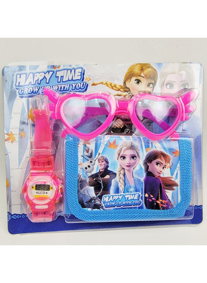 Three-oriole Children's Watch Wallet Glasses Melody Cartoon Electronic Watch Coin Purse Kindergarten Student Gift-Color:Melody (watch + Glasses + Wallet)  - Image 5