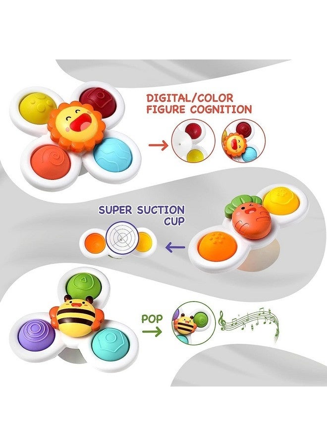 Beauenty 3 Pcs Suction Cup Spinner, Strong Suction Cup Bath Toys, Toddler Fidget Toys Age 1-2, Window Spinning Top, Sensory Toys for Toddlers 1-3, Birthday Gifts for Girl Boy - Image 2