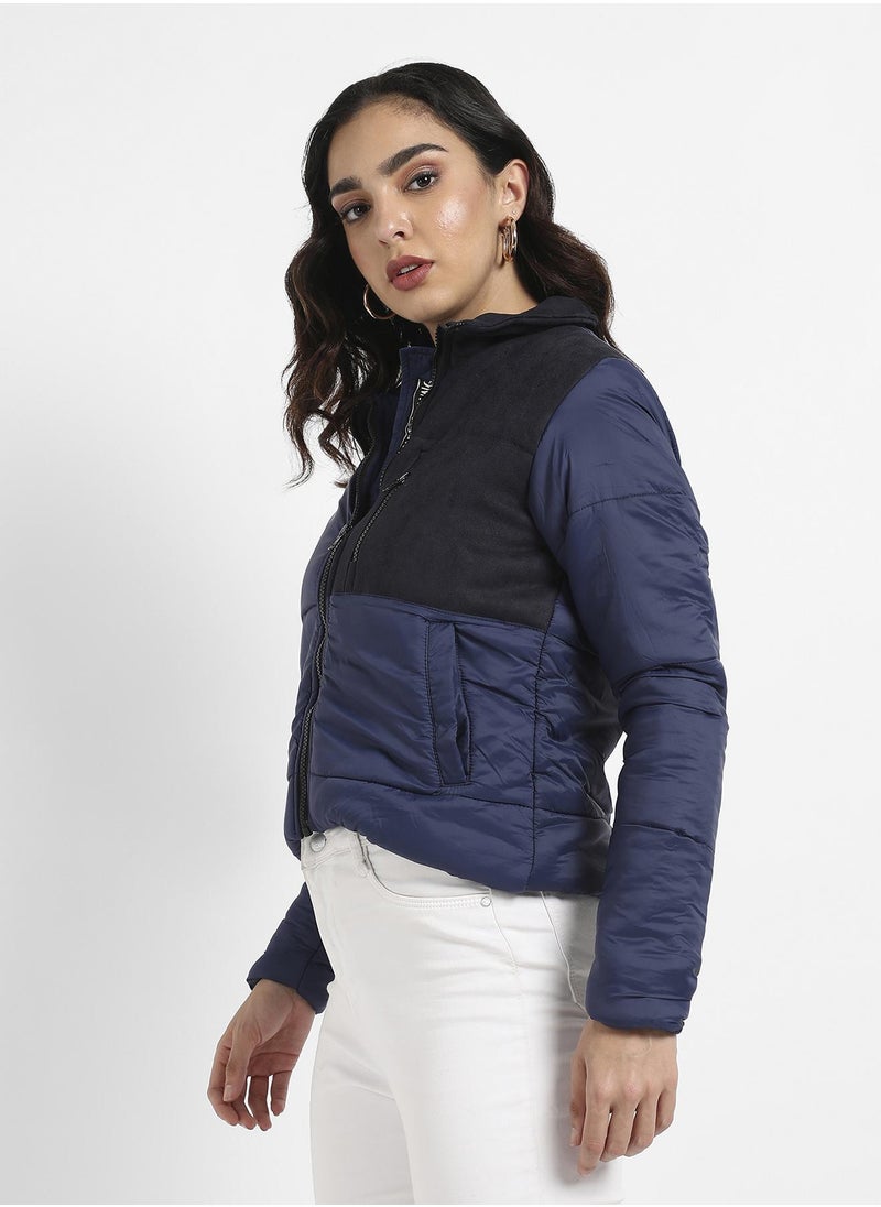 Women's Blue Bomber Jacket With Angled Open Pockets - pzsku/Z377B2C6F162830663E71Z/45/_/1741608719/ad75e2d0-1916-40a6-bb07-6511f9d111b3