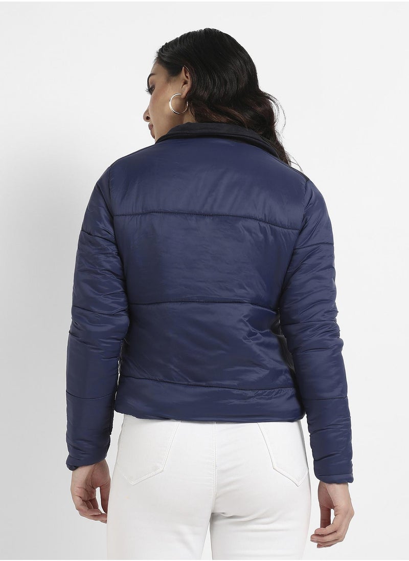 Women's Blue Bomber Jacket With Angled Open Pockets - pzsku/Z377B2C6F162830663E71Z/45/_/1741608724/0789e183-d397-497d-847c-305480c52766