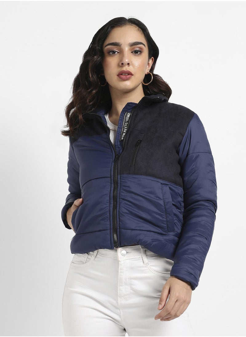 Women's Blue Bomber Jacket With Angled Open Pockets - pzsku/Z377B2C6F162830663E71Z/45/_/1741608730/0f48b609-0c0c-437c-85e0-00358004ea26