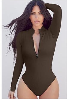 2 Piece Women's Bodysuits Ribbed One Piece Zip Front Long Sleeve Tops Bodysuits - pzsku/Z377B2D5FB2CD6B672820Z/45/_/1710499987/47700d4f-1a29-4d00-8f27-f959d8502307