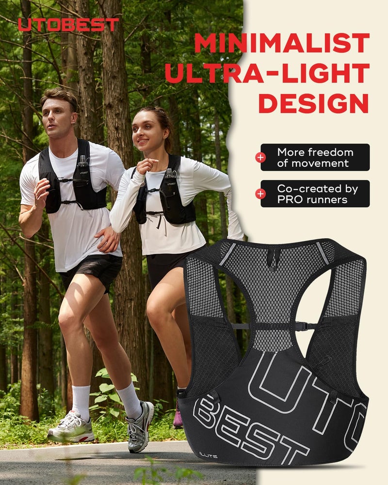 UTOBEST Running Vest for Women Men, Ultra-Light Minimalist Hydration Vest with 500ml Bottle Blue, Breathable Reflective Running Gear for Trail Hiking Jogging XL - Image 3