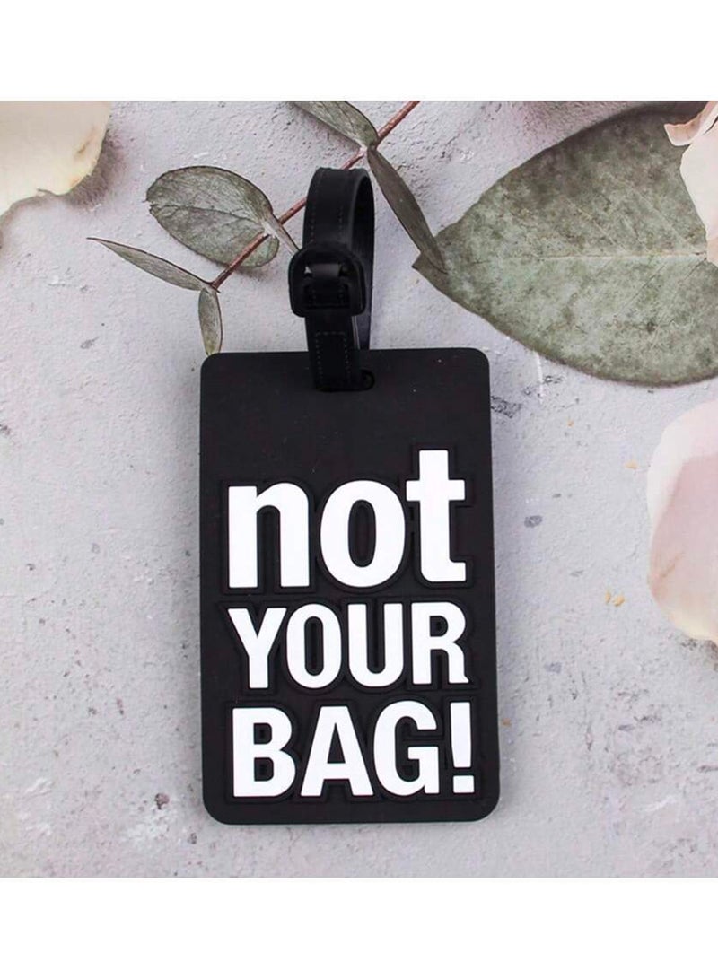 Cuisine Art Luggage Tag with Name ID Card, Personalized Identifier ID Labels, Flexible PVC Travel Tags, Secure Travel Luggage Labels for Baggage Identity, Suitcase Tag  – "Not Your Bag" Text, Black 6-Piece Set - Image 5