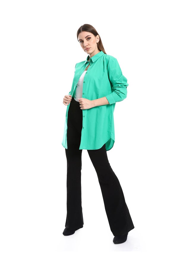 Andora Long Sleeves Solid Poplin Buttons Shirt _ Green - Image 1