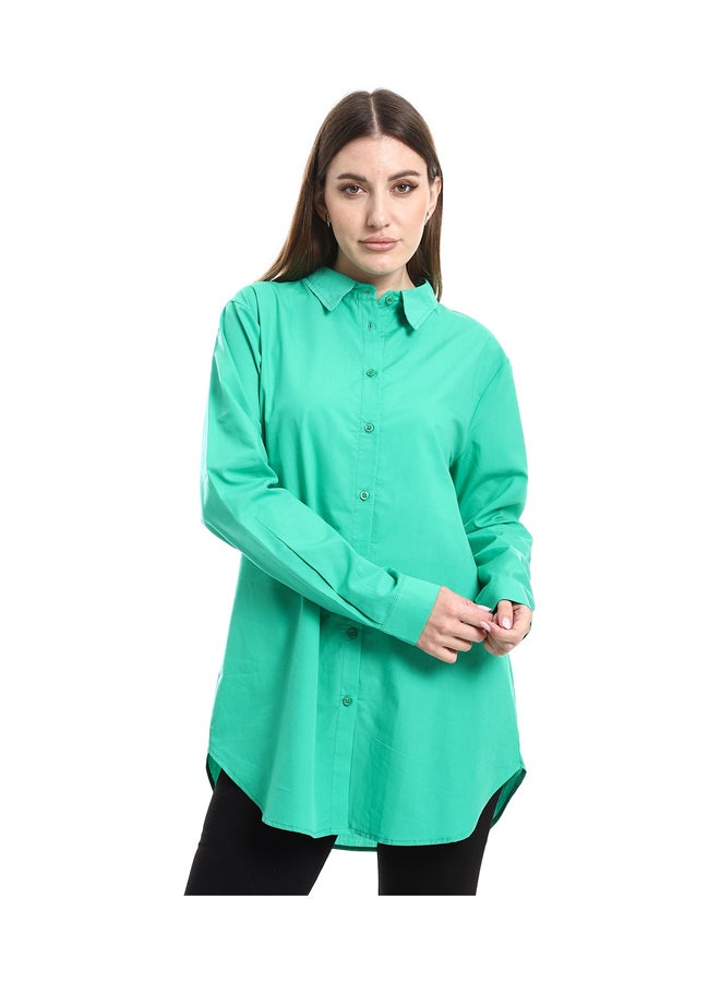 Andora Long Sleeves Solid Poplin Buttons Shirt _ Green - Image 2