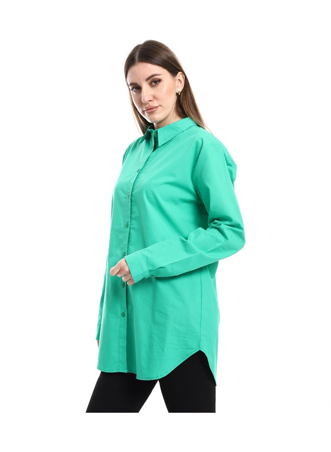 Andora Long Sleeves Solid Poplin Buttons Shirt _ Green - Image 5